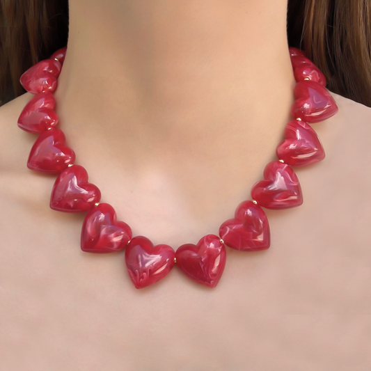 Collar Corazones Rojos  2BB5