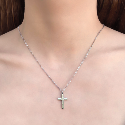 Collar Plateado Cruz Acero Inoxidable 1v3