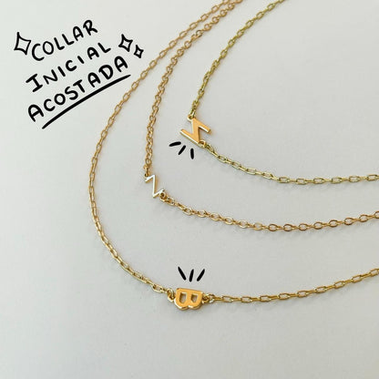 Collar Inicial acostada Chapa de Oro