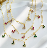 Collar Corazones Blanco Chapa de Oro  2K1