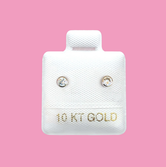 Broqueles Oro Piedra Blanca 10K R760