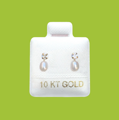 BROQUELES PERLA ZIRCONIA ORO10K R759