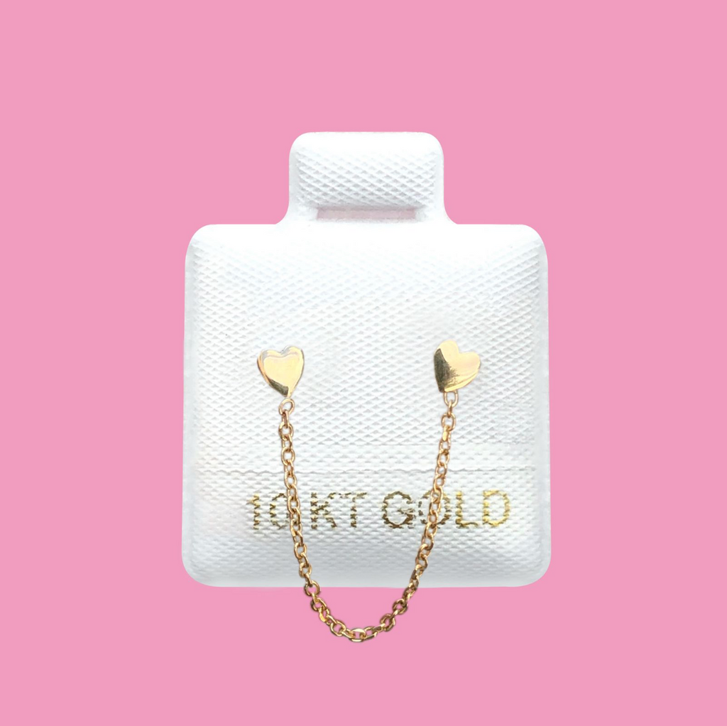 BROQUELES CADENA DOBLE CORAZON ORO10K R769