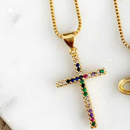 Collar Cruz Chapa de Oro   3i1