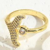 Anillo Sirena Brillante Dorado Chapa de Oro  1j1