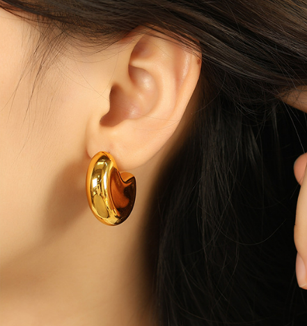 Aretes Dorado Semicírculo  Acero Inoxidable Ve6