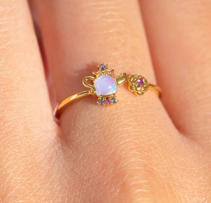Anillo de La Bella Sra Pot Ajustable Chapa de Oro 1W1
