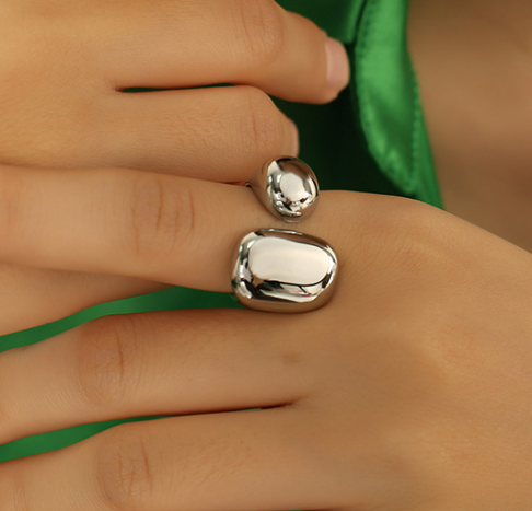 Anillo Plateado Acero Inox R21