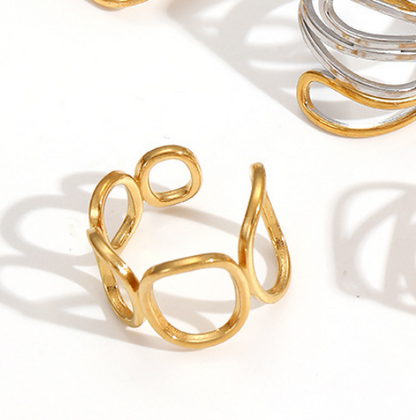 Anillo  Dorado Óvalos Ajustable Acero Inoxidable 3M6