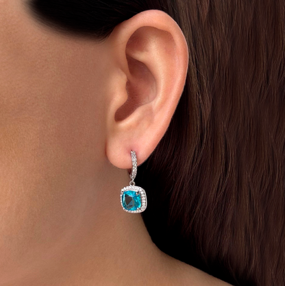 Aretes Arracada Zirconia de Colores Chapa de Oro