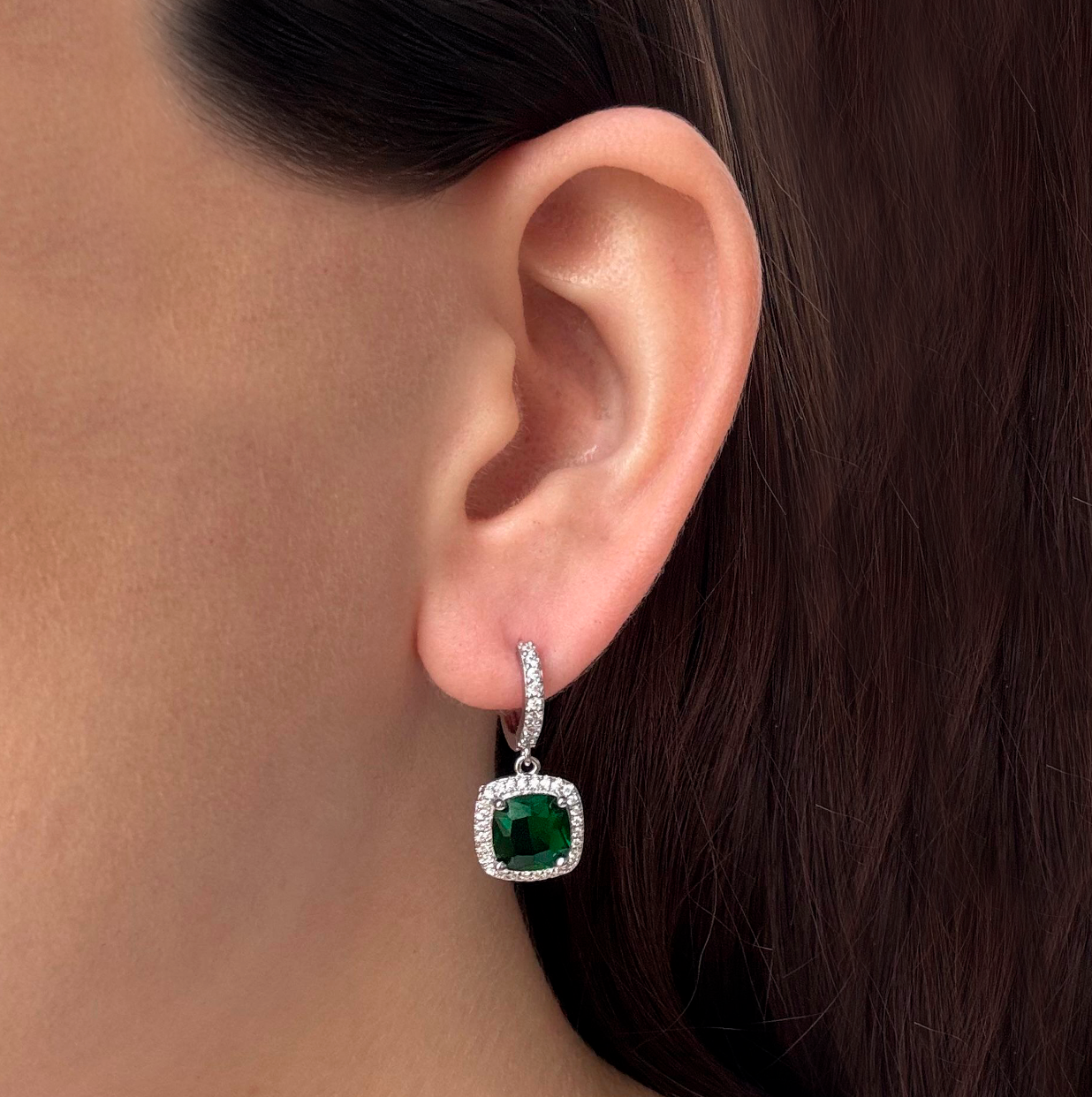 Aretes Arracada Zirconia de Colores Chapa de Oro