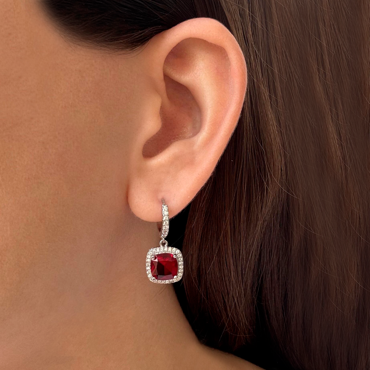 Aretes Arracada Zirconia de Colores Chapa de Oro