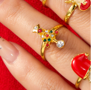 Anillo Dorado Arbolito Navidad Ajustable