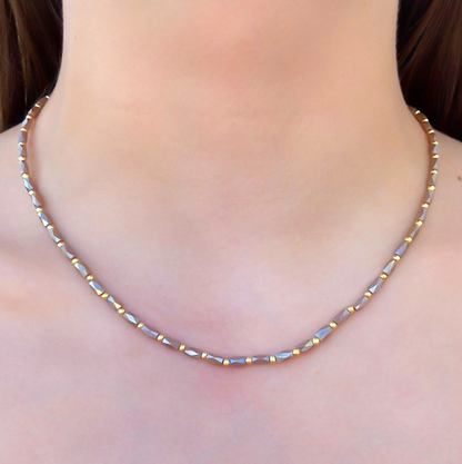 Collar Cuentas de Piedras Natural Acero Inoxidable