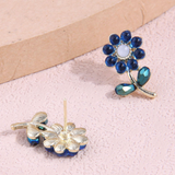 Aretes Flor Azul  1F3