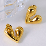 Aretes Corazon Dorado Acero Inox 2T3