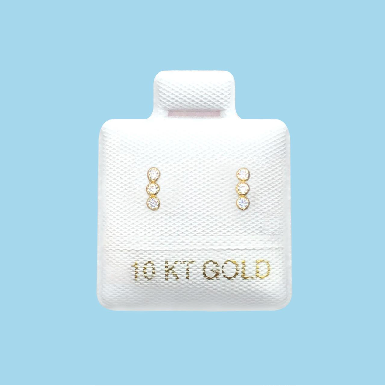 Broqueles Mini Bolitas Blancas Oro 10K Az444