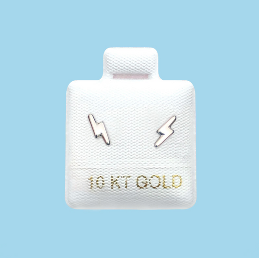 Broqueles Mini Rayo Plateado Oro 10K R768