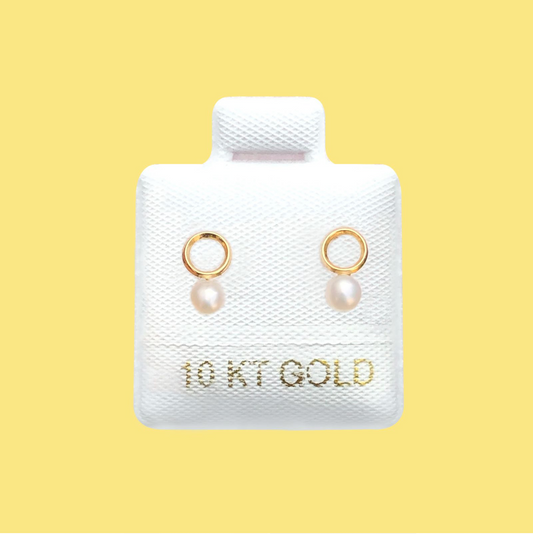 Broqueles Oro 10K Silueta con Perla Az407