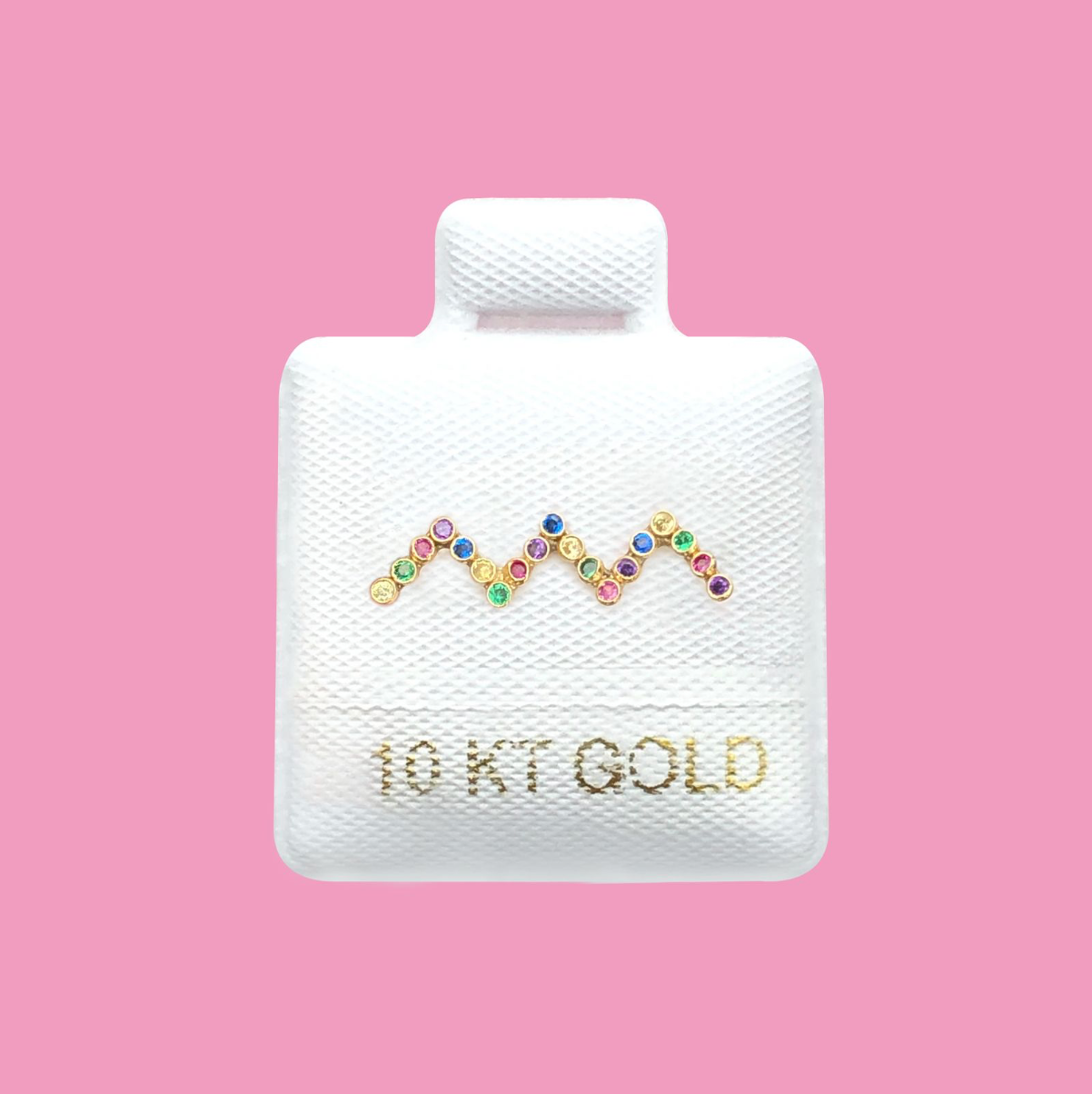 Broquel Zig Zag Colores Oro 10K Az385