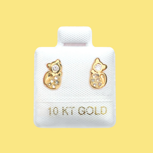 Broqueles Oro 10K Gatito Az350