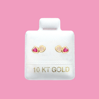 Broqueles Oro 10K Corazones R722