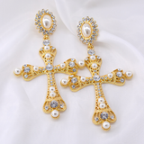 Aretes Gran Cruz Perlas 2S3