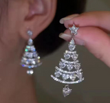 Aretes Arbol de Navidad Plateado  1U3