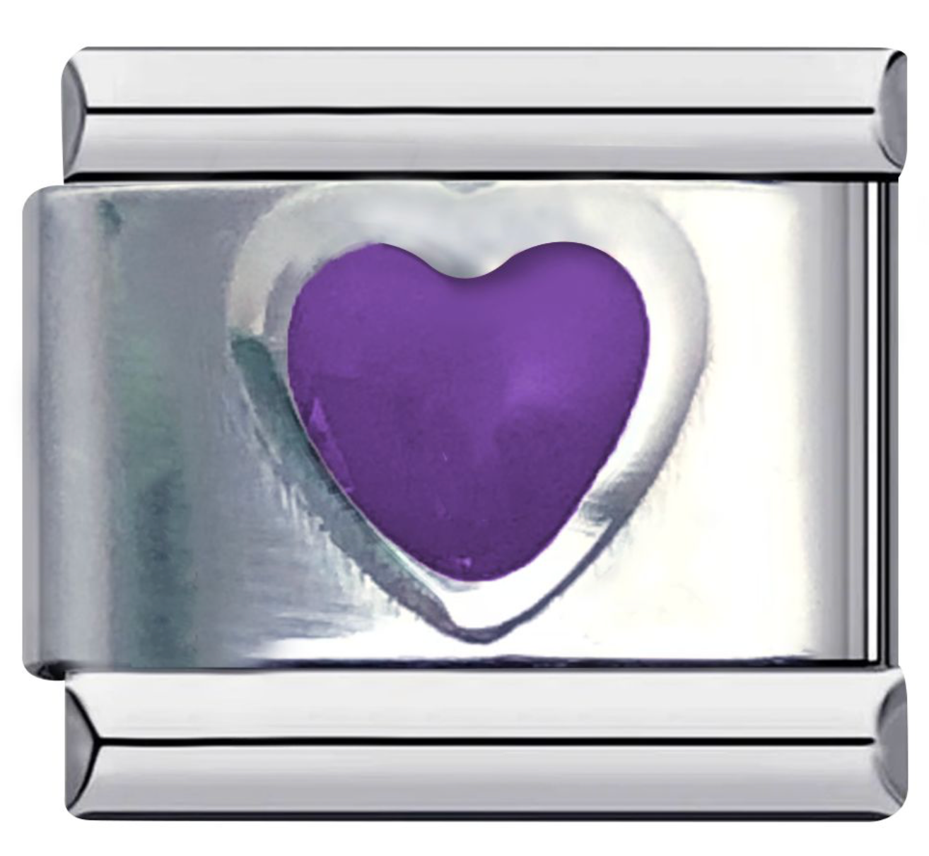 Charm Corazón Morado Acero Inoxidable Az262