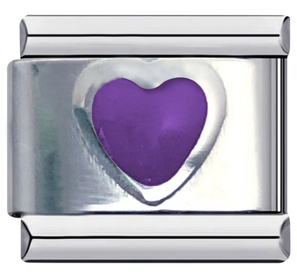 Charm Corazón Morado Acero Inoxidable Az262