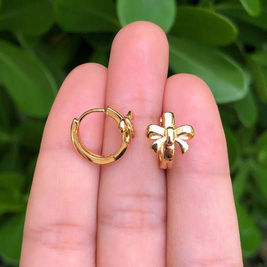 Aretes Arracada Lazo Chapa de Oro Az234