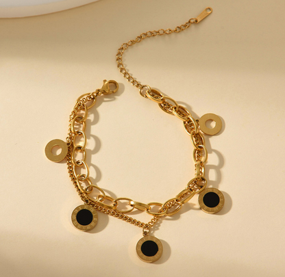 Pulsera Doble Dorada Acero Inoxidable 1G6