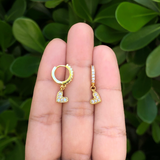 Aretes Arracada Corazon Chapa de Oro AZ215