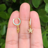 Aretes Arracada Estrella Chapa de Oro AZ213