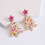 Aretes Arbolito Chaquiras Navidad 3J6