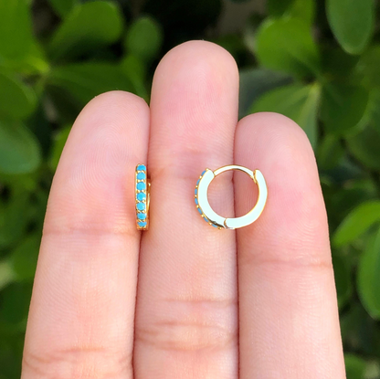 Aretes Arracada Azul Chapa de Oro Az195