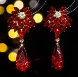 Aretes Cristales Rojos  3F8