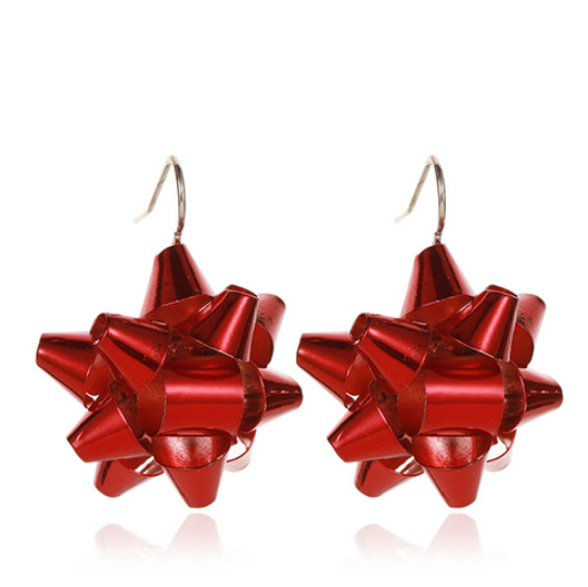 Aretes Moño de Regalo Rojo  3g4