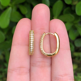 Aretes Arracada Piedritas Chapa de Oro Az135