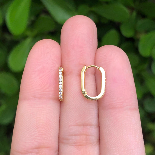 Aretes Arracada Zirconias Chapa de Oro Az269