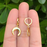 Aretes Arracada Luna Chapa de Oro Az82