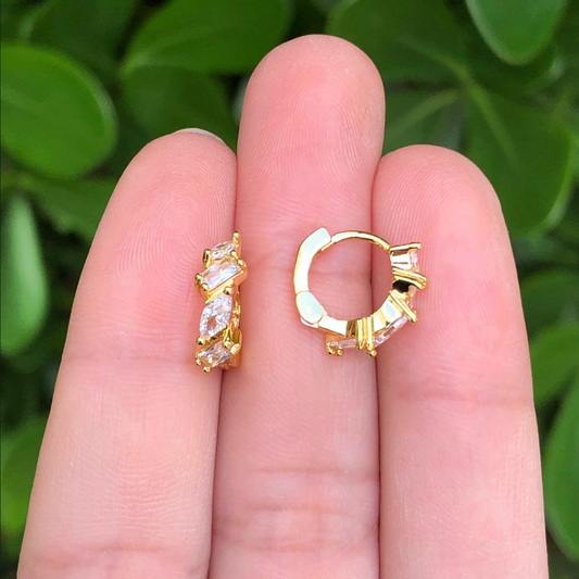Aretes Arracada Zirconia Chapa de Oro Az159
