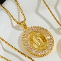 Collar Virgen Guadalupe Chapa de Oro  1R5