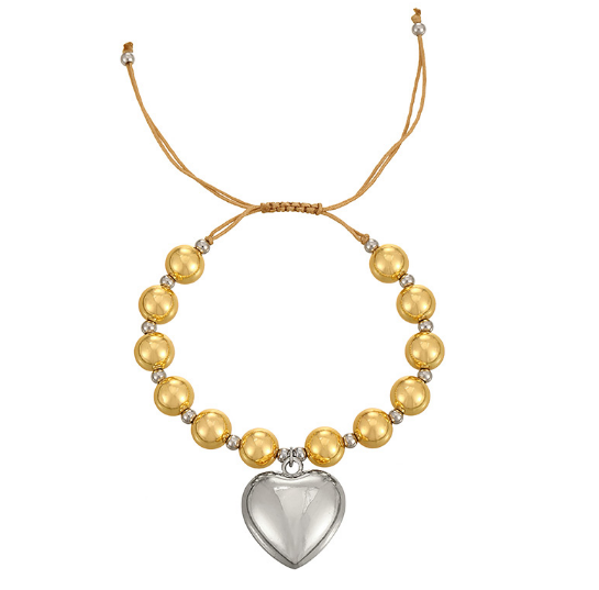 Pulsera Corazon Oro-Plata Acero Inoxidable  4E20