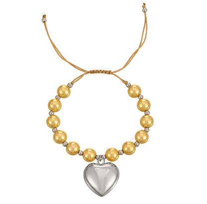 Pulsera Corazon Oro-Plata Acero Inoxidable  4E20