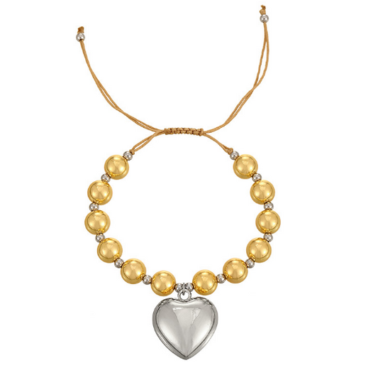 Pulsera Corazon Oro-Plata Acero Inoxidable  4E20