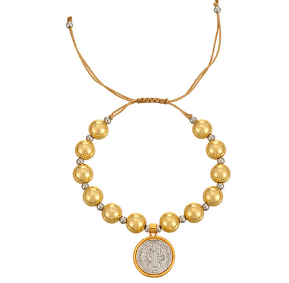 Pulsera San Benito Oro-Plata Acero Inoxidable 1G4