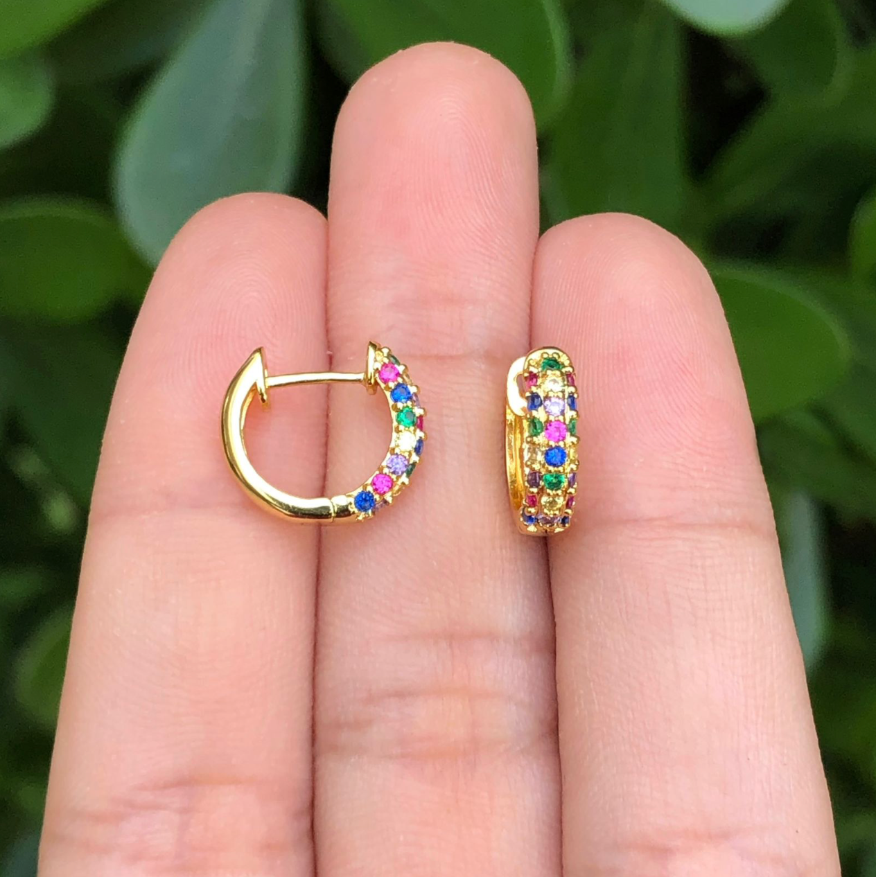 Aretes Arracada Multicolor Chapa de Oro Az248