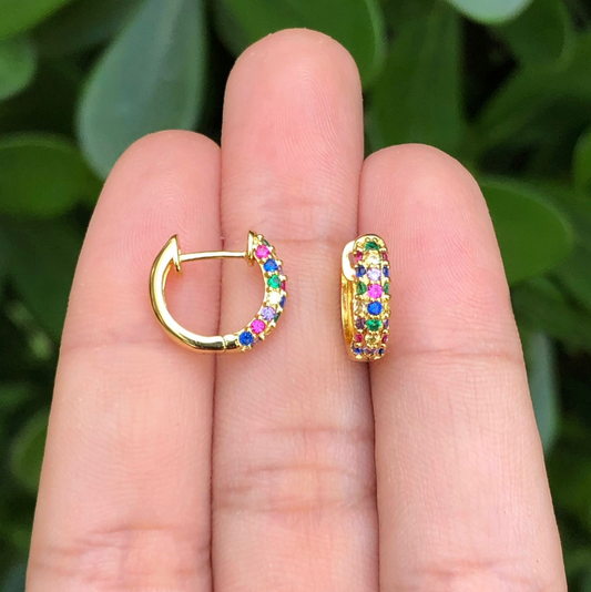 Aretes Arracada Multicolor Chapa de Oro Az248