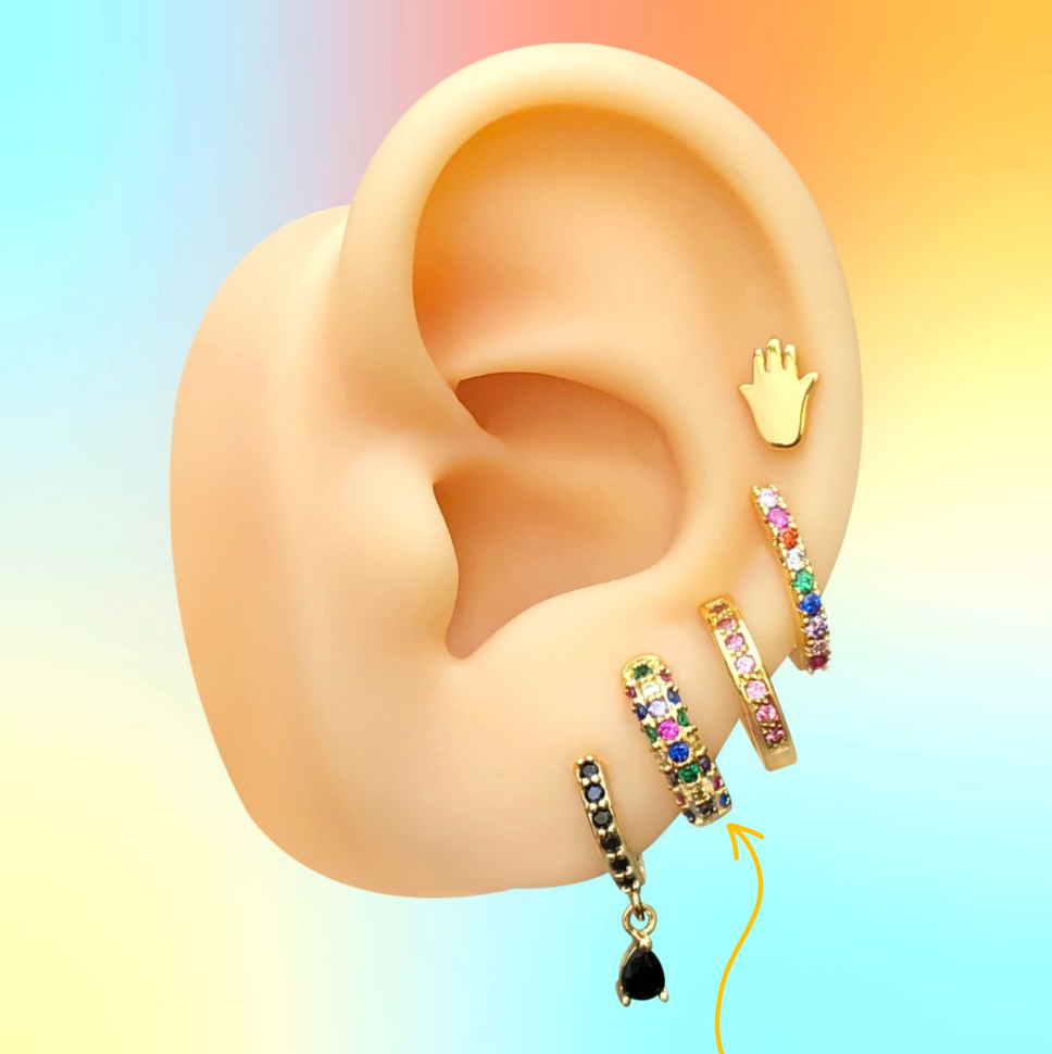 Aretes Arracada Multicolor Chapa de Oro Az248